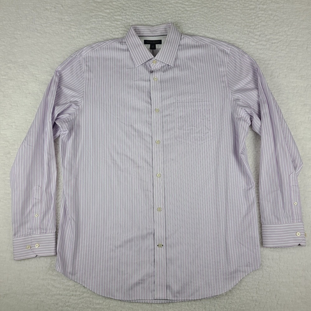 Banana Republic Dress Shirt Mens XL Purple Blue Striped Non Iron Button Up